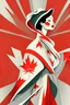 Placeholder: Woman dressed in Canadian flag style of erte