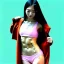 Placeholder: beautiful woman, big bust, 6-pack abs, slim waist, long hair