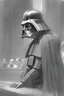 Placeholder: Darth Vader on trial, courtroom sketch, black and white