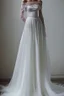 Placeholder: Lace and silk off-the-shoulder wedding dress is very long for sea lovers Photorealistic