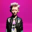 Placeholder: Tilda swinton toddler, full body, leather jacket, floral shirt, floral skirt, Nike sneaker, soft skin, city background, dramatic lighting, hyper realistic