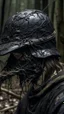 Placeholder: black vein, human veins, mixing together a lot of them, like a forest, big and small veins a lot of them, a crow standing an old army helmet
