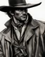 Placeholder: dark gunslinger cowboy wearing a coat