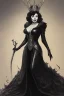 Placeholder: Joan Collins as evil queen in black leather, leather, busty, cleavage, angry, stern look. character design by cory loftis, fenghua zhong, ryohei hase, ismail inceoglu and ruan jia. unreal engine 5, artistic lighting, highly detailed, photorealistic, fantasy