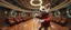 Placeholder: pin hole cam, knitted fluffy mean wolf alien gremlin badger star ship bridge captain dancing in a big hall in the style of Rembrandt and Escher and Dali