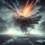 Placeholder: black background with an exploding sky, intricate details, realistic, vivid colors, shiny,extreme detail,