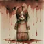 Placeholder: body anormal, cry blood, girl cute, watercolor illustration by <John Kenn Mortensen>, darkred tones,