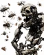Placeholder: horror, swarming mechanical robotic insects, bugs, cockroaches, flies, spiders, ticks, parasites screaming person, pain, decay