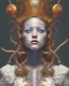 Placeholder: head and shoulders portrait of Mary, face paint, jester hat, sad expression, Takato Yamamoto artist, Akiya Kageichi artist, Jedediah Berry inspired, 8k resolution concept art portrait, dynamic lighting, hyperdetailed, intricately detailed, maximalist, beautiful, peaceful