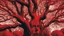 Placeholder: red tree, highly detailed, beautiful desktop wallpaper, comic style, many human faces on tree