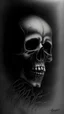 Placeholder: pencil drawing of skull, Spooky, scary, halloween, black paper