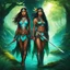 Placeholder: In the realm of Eldoria, two indigenous girls stand tall, Clad in armor and adorned with tribal tales that call. With bows in hand, they gaze towards a mystical oasis, Where aqua waters meet luminous green in a magical stasis. Their bodies bear tattoos of valor and ancient lore, As they guard a forgotten prophecy, their spirits soar. Under the enchanted tree's shade, they sit in contemplation, In a world of heroes and villains, a realm of imagination. Their presence is a beacon of strength and r