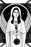 Placeholder: create a stereotypical woman, illustrated in the style of a tarot card, make it black and white and minimal