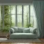 Placeholder: a gorgeous, stunning room facing a huge window with mystical forest view, multiple pastel pillows on rustic wood floor, candles, gauzy curtains, plants, tranquil, 8k resolution, high-quality, fine-detail, digital art, detailed matte, volumetric lighting, illustration, 3D octane render, brian froud, howard lyon, selina french, annie stokes, lisa parker, greg rutowski,