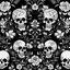 Placeholder: tracery of flowers, bones and skulls, black and white, Maximum minimalism