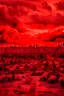 Placeholder: Prisoners line up in hell , red clouds in the sky with huge amount of dead children laying on the ground