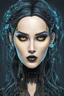 Placeholder: Create a wild, imaginative, full body, cybernetics enhanced goth girl with highly detailed facial features, in the vector graphic style of Nirak1,Christopher Lee, and Cristiano Siqueira, vibrant colors, sharply defined 3d vector