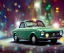 Placeholder: fiat 125p, city. high speed. bokeh. lens flare. warm lights. high detailed. oil on canvas