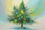 Placeholder: Abstract oil painting of Christmas tree, pastel colors splash