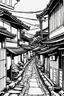 Placeholder: Japanese alleys, line arts, manga style