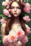 Placeholder: Girl covered by flowers, cute, beautiful