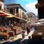 Placeholder: Market in Pompeii houses streets men women children in the streets before destruction digital art hyper-detailed realistic summer weather 8k movies