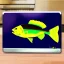 Placeholder: game icon, tilapia fish over kitchen cutting board, realistic 3d