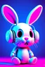 Placeholder: Bunny with headphones on his ears, 3D rendering by Ron English, trending on cgsociety, pop surreal, behance hd, deviantart hd, photo illustration