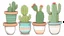 Placeholder: Cactus in pot in a row filled the area in style of drawing on a white background