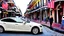 Placeholder: A Tesla's 'Model S Plaid' is parked, on the Bourbon Street, in New Orleans. CINEMATIC. WIDE ANGLE LENS.