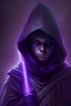 Placeholder: A dark Jedi, handsome and cute, hooded, dark aura, purple lightsaber