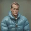 Placeholder: Actor paul newman, blue, autochrome, plastic puffy jacket
