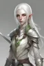 Placeholder: elf female fighter with white hair and white eyes