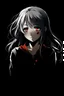 Placeholder: sad, numb, heartbroken, emotionless, disfigured anime girl with black background