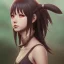 Placeholder: Anime girl cute neck head portrait, warrior costume, village, meditation, 8k quality