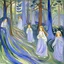 Placeholder: A lavender colored enchanted woods filled with fairies painted by Edvard Munch