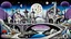 Placeholder: whimsical weird houses stand in village in weird whimsical landscape with long two bridges, surreal vibe with abstractions, around surreal cracked painted weird land with rocks, trees, two moon, deep dark purple, gray, black, white, brown pale blue colors. style of Chagall , of Minjae Lee and Tim Burton, absurd beauty picture. weird bizarre absurd, nightmare, big neuron network clouds background and thin bridges, too big, too elongated shapes, psychedelic dream
