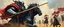 Placeholder: knights and lances tournament, horses hit hard, oil and airbrush, epic fantasy illustration, black giant with steel gauntlets