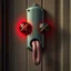 Placeholder: doorbell that has X's for eyes and a tongue hanging out, concept art, digital art, hyperrealistic