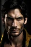 Placeholder: hombre pelo negro con ojos dorados alto y fuerte dominante