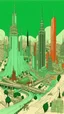 Placeholder: A mint colored noisy metropolis painted by Katsushika Hokusai
