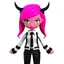 Placeholder: ROBLOX woman character pink hair with horns with white t-shirt and black tie