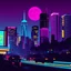 Placeholder: city silhuette, cyberpunk, 80s, retro. miami vice