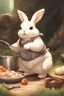 Placeholder: Cute chubby bunny floppy ears adventurer dnd cooking art realism