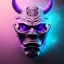 Placeholder: oni purple mask in galaxy, teal and purple smoke, detailed, realistic, 4k