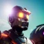 Placeholder: portrait, eternal samurai robot cyborg, floating in space, sun burning bright in background, neon light, 8k, 3d, blender, unreal 5, octane render, cinema4d, dynamic lighting, dramatic lighting, 4k, redshift render, highly detailed, hyper realistic