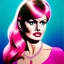 Placeholder: portrait in oil of young busty beautiful BRIGITTE BARDOT, purpurin, minimal skintight latex pink dress, gradient color, BLUE, PINK, CYAN, neon, insanely detailed, 16k resolution,with big crystal clear green eyes looking to viewer,realistic,intrincate detail, with ruby necklace by Adam hughes 16k