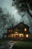 Placeholder: Realistic scene of monster house. Night, fog. highly detailed, concept art, smooth, unreal engine 5, god rays, ray tracing, RTX, lumen lighting, ultra detail, volumetric lighting, 3d, finely drawn, high definition, high resolution.