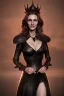 Placeholder: Julia Roberts as evil queen in black leather gown, evil, busty, cleavage, curvy, angry, stern look. character design by cory loftis, fenghua zhong, ryohei hase, ismail inceoglu and ruan jia. unreal engine 5, artistic lighting, highly detailed, photorealistic, fantasy