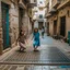 Placeholder: Arab girls playing hopscotch in an alley in Tripoli Old City